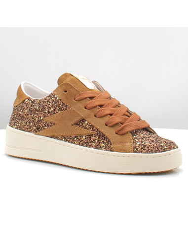 Baskets de Ville Femme SMR23 Maya Camel à paillettes E180H