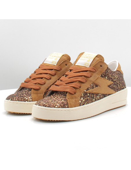 Baskets de Ville Femme SMR23 Maya Camel à paillettes E180H