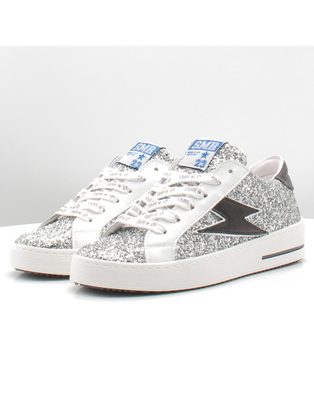 Baskets de Ville Femme SMR23 Maya Argent/Noir à paillettes E456