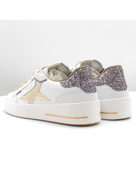 Sneakers Femme Semerdjian Ale Blanc Doré à paillettes ALE E450H