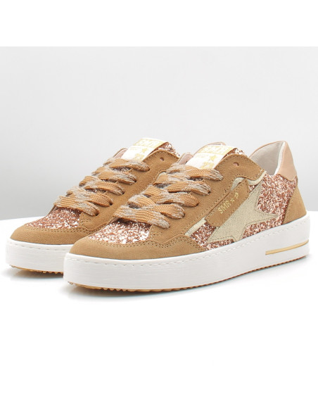 Sneakers Femme Semerdjian Ale Beige Doré à paillettes ALE E149H