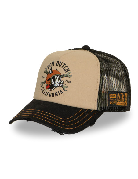 Casquette Mixte Von Dutch Crew Trucker Beige Noir VD/1/CT/CREW/37