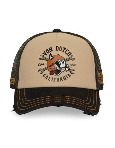 Casquette Mixte Von Dutch Crew Trucker Beige Noir VD/1/CT/CREW/37