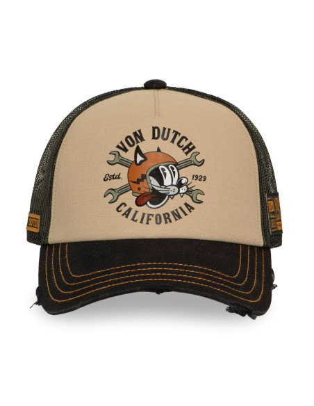 Casquette Mixte Von Dutch Crew Trucker Beige Noir VD/1/CT/CREW/37