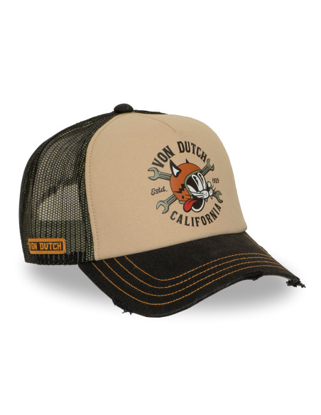 Casquette Mixte Von Dutch Crew Trucker Beige Noir VD/1/CT/CREW/37