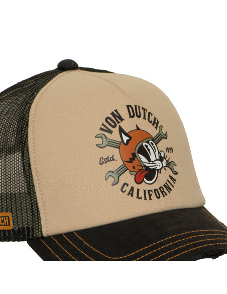 Casquette Mixte Von Dutch Crew Trucker Beige Noir VD/1/CT/CREW/37