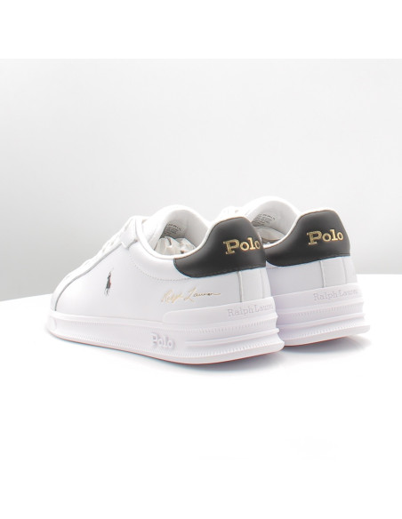 Baskets Homme Ralph Lauren Heritage Court Blanc Noir 809P13083001