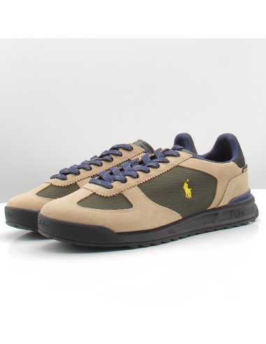 Baskets Homme Ralph Lauren Varick Beige Vert 809P15680003
