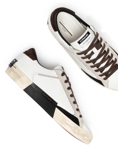 Baskets de ville Homme Crime London Distressed Blanc Marron 10003AA9-10