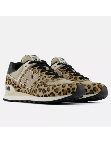 New Balance 574 Femme Stoneware Linen – Sneakers Léopard