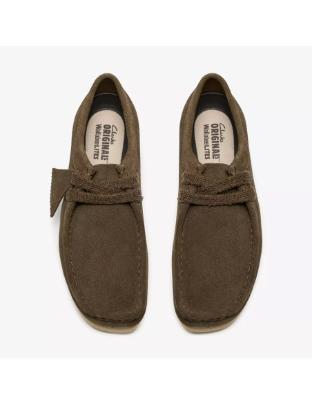 Clarks Derbies Femme Wallabee Lite Dark Olive Suede