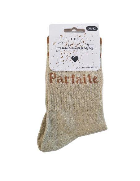 Sachoussettes Chaussettes Parfaite Beige Paillette