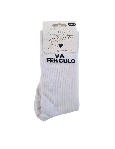 Sachoussettes Chaussettes Va Fenculo Blanc