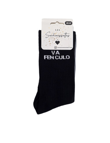 Sachoussettes Chaussettes Va Fenculo Noir
