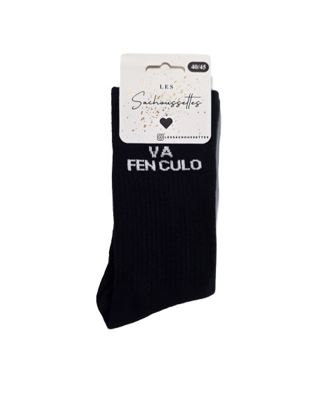 Sachoussettes Chaussettes Va Fenculo Noir