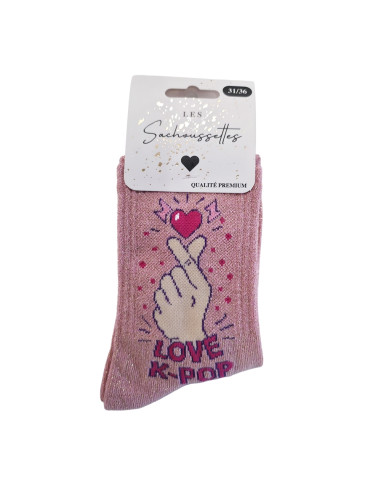 Sachoussettes Chaussettes Love K-Pop Rose