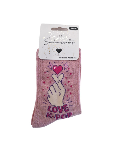 Sachoussettes Chaussettes Love K-Pop Rose