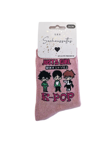 Sachoussettes Chaussettes Rose K-Pop Just a Girl