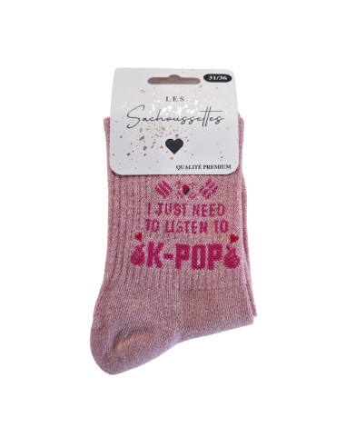Chaussettes K-POP Rose Paillette