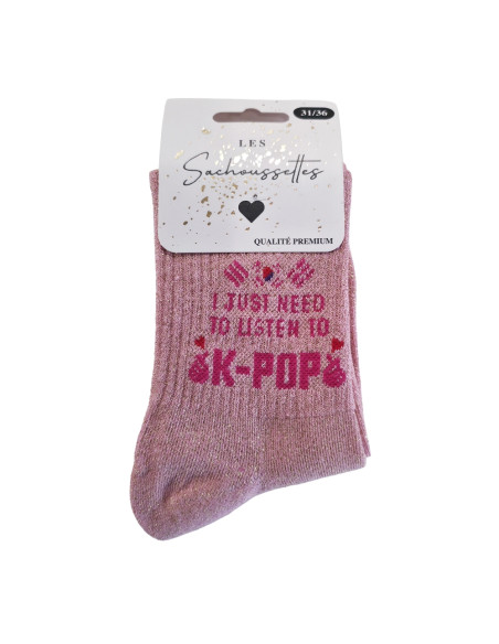 Chaussettes K-POP Rose Paillette