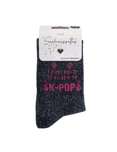 Chaussettes K-POP Noir paillette