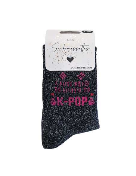 Chaussettes K-POP Noir paillette