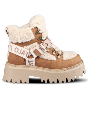 Buffalo Aspen Com Mid Warm Femme – Boots Hiver Chunky Beige Cognac