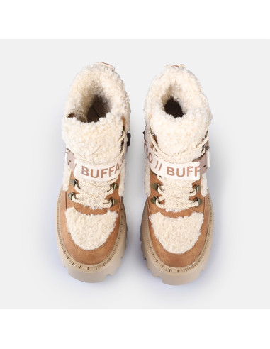 Buffalo Aspen Com Mid Warm Femme – Boots Hiver Chunky Beige Cognac
