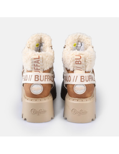 Buffalo Aspen Com Mid Warm Femme – Boots Hiver Chunky Beige Cognac
