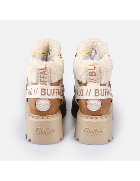 Buffalo Aspen Com Mid Warm Femme – Boots Hiver Chunky Beige Cognac