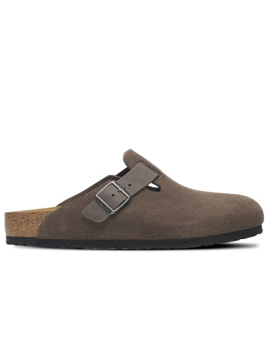 Birkenstock Sabots Homme Boston Mixed Leather Concrete Gray