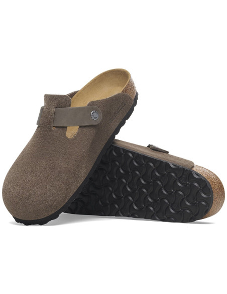 Birkenstock Sabots Homme Boston Mixed Leather Concrete Gray