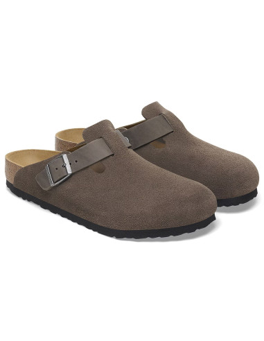 Birkenstock Sabots Homme Boston Mixed Leather Concrete Gray
