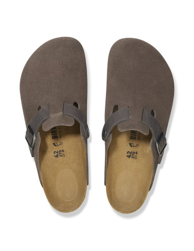 Birkenstock Sabots Homme Boston Mixed Leather Concrete Gray