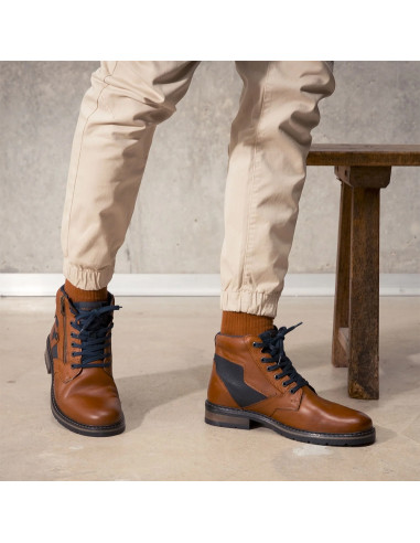 Redskins Eternel Homme Cognac/Marine – Bottines Cuir QT8412P