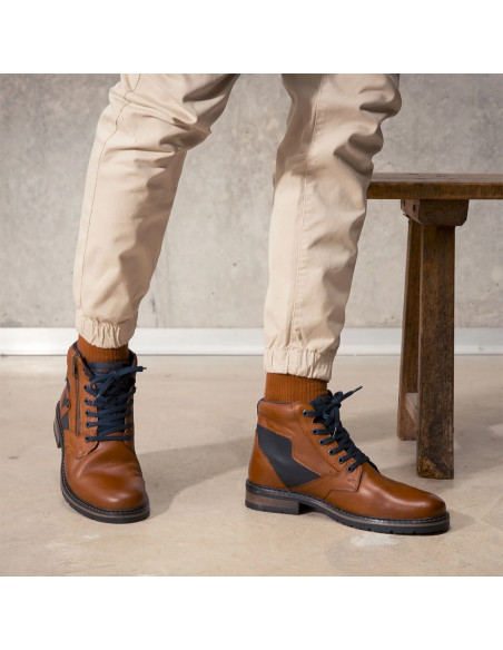 Redskins Eternel Homme Cognac/Marine – Bottines Cuir QT8412P